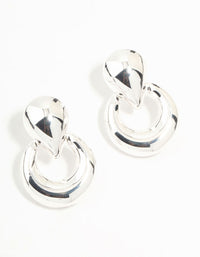 Clean Silver Doorknocker Stud Earrings - link has visual effect only