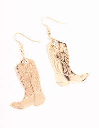 Gold Cowboy Boot Drop Earrings - link has visual effect only