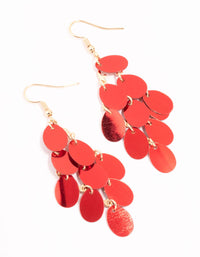 Red Cascading Sequin Gold Drop Earrings - link has visual effect only
