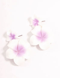 Purple Frangipani Acrylic Drop Earrings - link has visual effect only