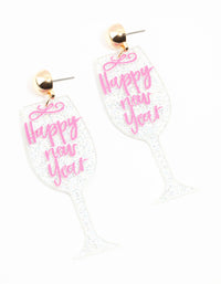 Happy New Year Glass Acrylic Drop Earrings - link has visual effect only
