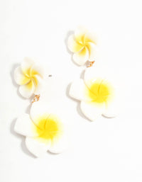 White & Yellow Frangipani Acrylic Drop Earrings - link has visual effect only
