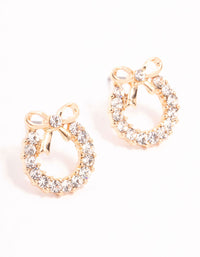 Diamante Wreath Gold Stud Earrings - link has visual effect only
