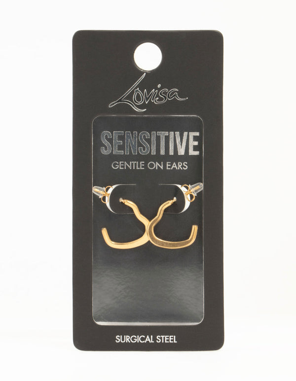 Gold Plated Surgical Steel Heart Outline Hoop Earrings