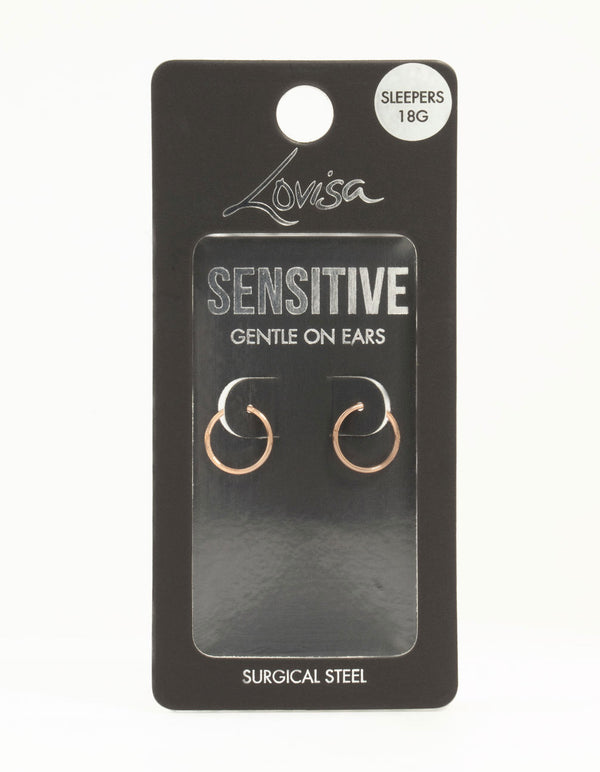 Rose Gold Plated Surgical Steel Medium Sleeper Earrings 10 mm