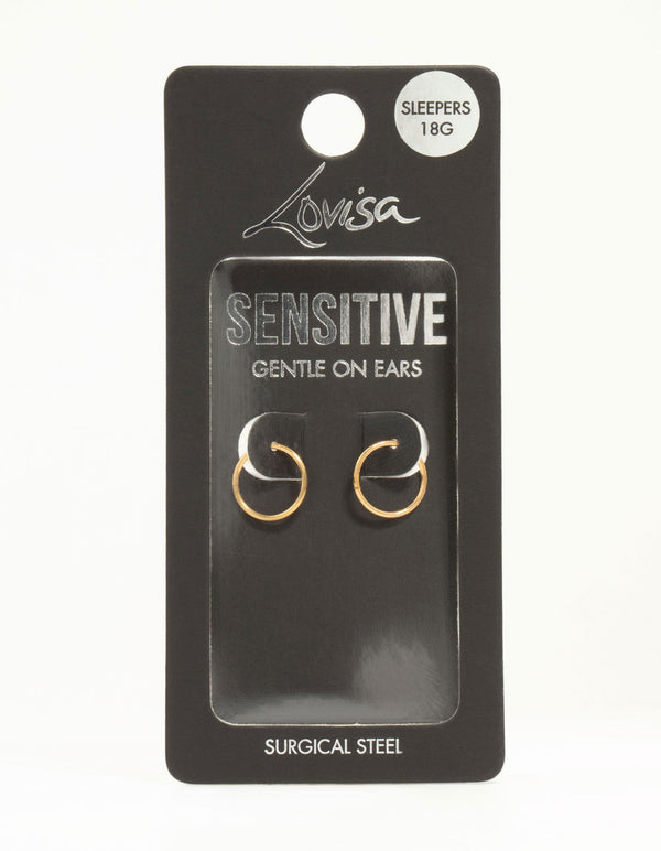 Gold Plated Surgical Steel Medium Sleeper Earrings 10 mm