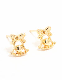 Gold Jingle Bell Gold Stud Earrings - link has visual effect only