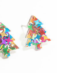 Glitter Acrylic Tree Stud Earrings - link has visual effect only