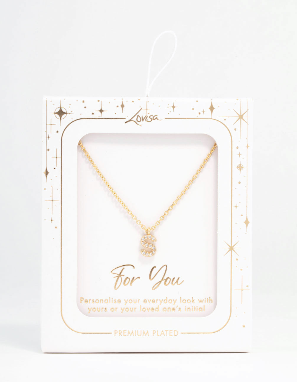Gold Plated Cubic Zirconia Letter S Necklace