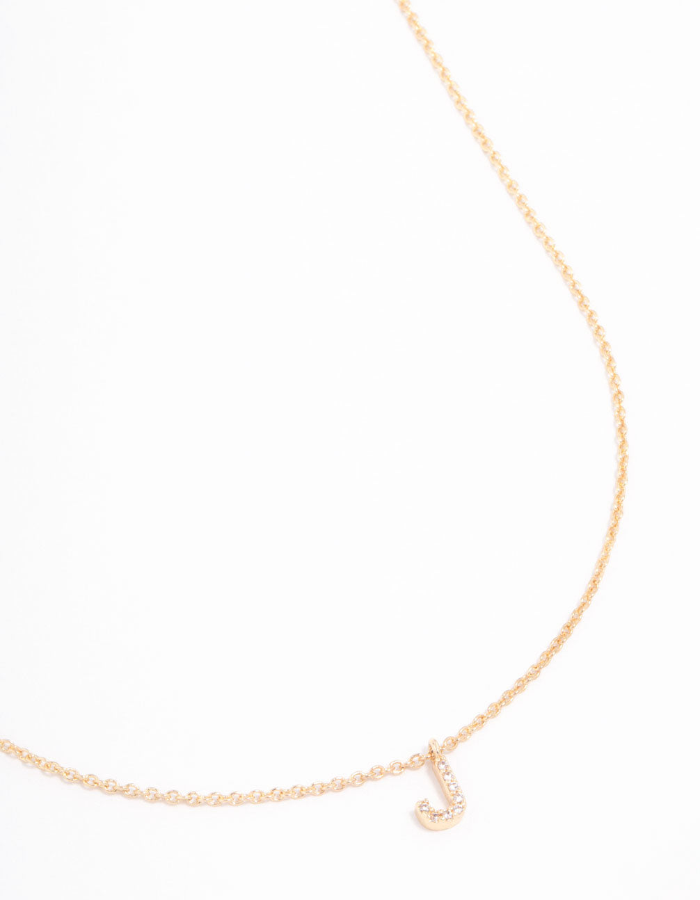 Gold Plated Cubic Zirconia Letter J Necklace