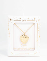 Gold Plated Detailed Heart Locket Necklace - link has visual effect only