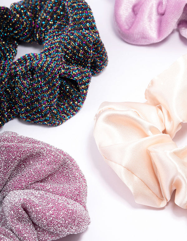 Purple & Lilac Christmas Fabric Scrunchies 4-Pack