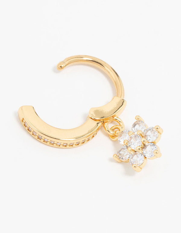 Gold Plated Surgical Steel Cubic Zirconia Flower Belly Ring