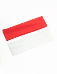 White & Red Stretch Fabric Headbands 2-Pack - link has visual effect only