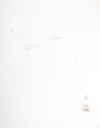 Silver Filigree Heart Locket Necklaces 2-Pack - link has visual effect only