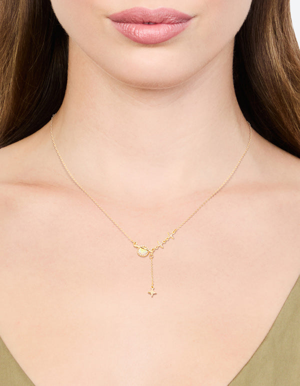 Gold Diamante Planet & Stars Y-Necklace