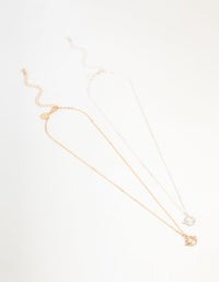 Mixed Metals Diamante Planets Necklaces 2-Pack - link has visual effect only