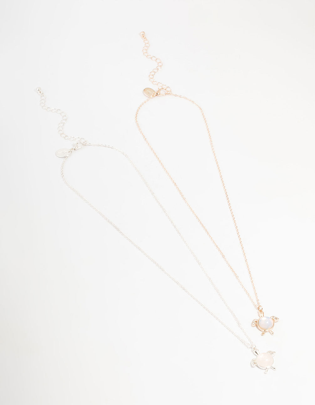 Mixed Metals Semi-Precious Turtle Necklaces 2-Pack