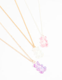 Pastel Holographic Teddy Bear Necklaces 3-Pack - link has visual effect only
