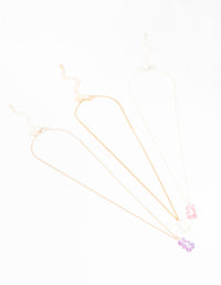 Pastel Holographic Teddy Bear Necklaces 3-Pack - link has visual effect only