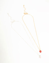 Mixed Metals Strawberry Necklaces 2-Pack - link has visual effect only