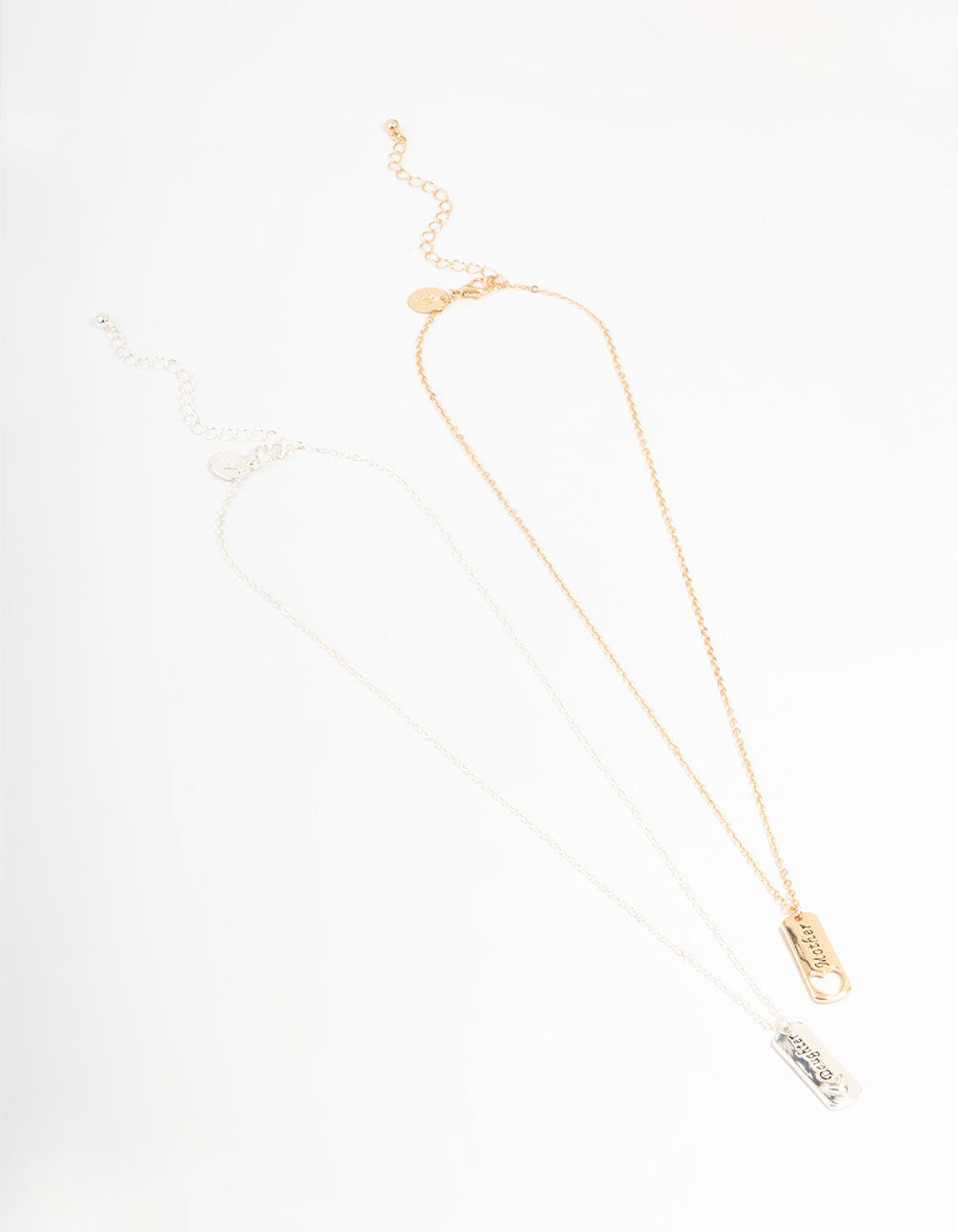Mixed Metals Mother & Daughter Tag Heart Necklaces 2-Pack