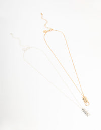 Mixed Metals Mother & Daughter Tag Heart Necklaces 2-Pack - link has visual effect only
