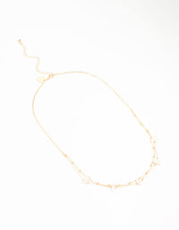 Gold Semi Precious Clear Quartz Chip Necklace - link has visual effect only