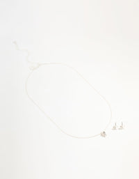 Silver Plated  Diamante Butterfly Necklace & Stud Earrings Set - link has visual effect only