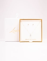 Silver Plated Rectangle Necklace & Stud Earrings Set - link has visual effect only