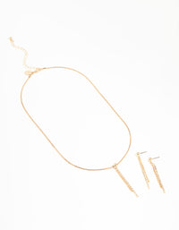 Gold Diamante Cup Chain Necklace & Earrings Set - link has visual effect only