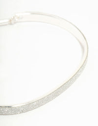 Silver Glitter & Heart Cuff  With Toggle Clasp - link has visual effect only