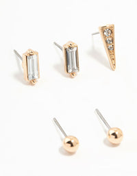 Gold Stud & Chain Earrings 8-Pack - link has visual effect only