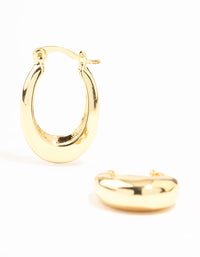 Gold Plated Long Thin Oval Hoop Earrings - link has visual effect only