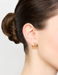Waterproof Gold Plated Stainless Steel Triple Illusion Hoop Earrings - link has visual effect only