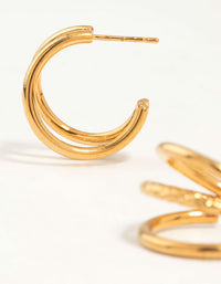 Waterproof Gold Plated Stainless Steel Triple Illusion Hoop Earrings - link has visual effect only