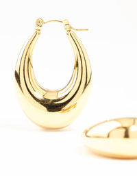 Waterproof Gold Plated Stainless Steel Long Graduating Oval Hoop Earrings - link has visual effect only