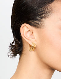 Waterproof Gold Plated Stainless Steel Molten Hoop Earrings - link has visual effect only