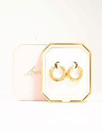 Waterproof Gold Plated Stainless Steel Molten Hoop Earrings - link has visual effect only