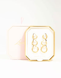 Waterproof Gold Plated Stainless Steel Basic Graduating Hoop Earrings 3-Pack - link has visual effect only