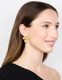 Gold Plated Textured Flower Stud Earrings - link has visual effect only