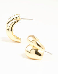 Gold Plated Double Cupchain Imitation Stud Earrings - link has visual effect only