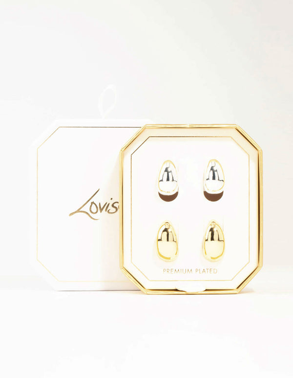 Mixed Metals Classic Bubble Stud Earrings 2-Pack