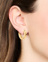 Waterproof Gold Plated Stainless Steel Small Chunky Huggie Earrings - link has visual effect only