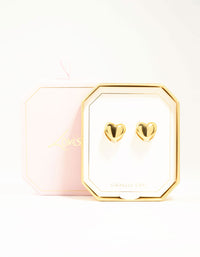 Waterproof Gold Plated Stainless Steel Sandwich Heart Huggie Earrings - link has visual effect only