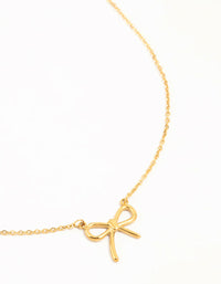 Waterproof Gold Plated Stainless Steel Plain Bow Necklace - link has visual effect only