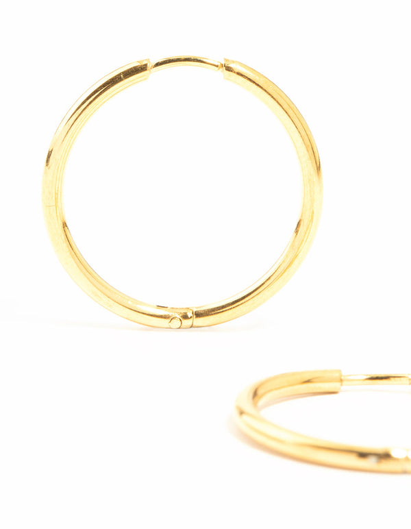 Waterproof Gold Plated Stainless Steel Fine Hoop Earrings