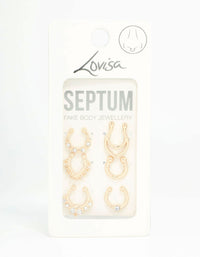 Gold Plated Double Leaf Septum Rings 6-Pack - link has visual effect only
