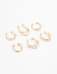 Gold Plated Double Leaf Septum Rings 6-Pack - link has visual effect only