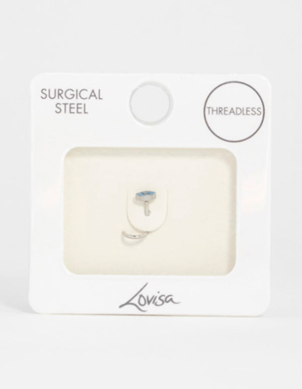 Surgical Steel Blue Marquise Cubic Zirconia Threadless Nose Stud